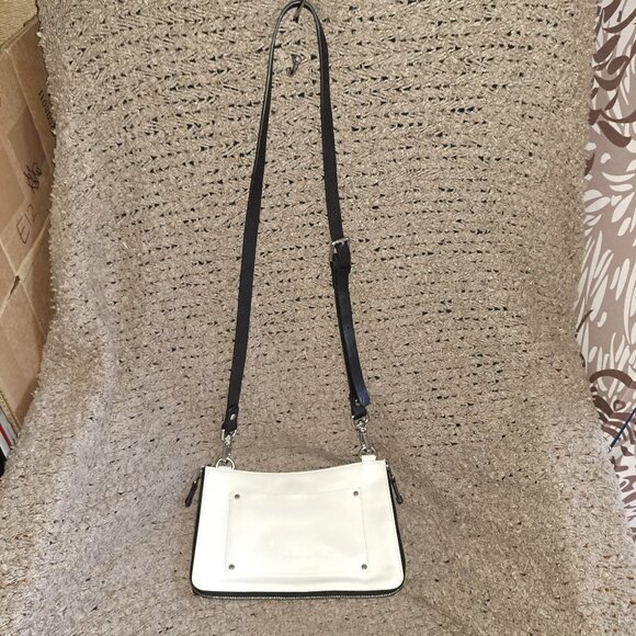 RUDSAK Reversible Black Nylon/Leather-White Leather Shoulder  Crossbody Bag-EX - Picture 1 of 7
